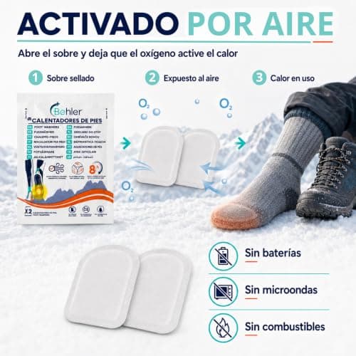 Behler Foot Warmers 10 Pack (5 Pairs) Heat Patches Air Activated Stickers Up to 8 Hours Natural Heat for Skiing, Hiking, Camping, Hunting and Outdoor Work — view 5