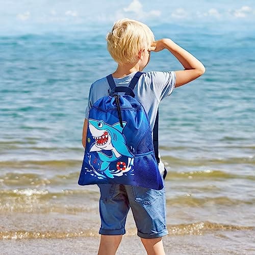 WAWSAM Kids Drawstring Gym Bag with Zippered Pocket and Water Bottle Pocket — view 6