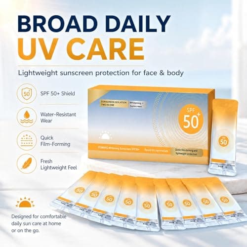 50 Pack Mini Sunscreen Travel Size SPF 50+ Waterproof Sun Cream for Body & Face, Long Lasting Protection, Face Moisturizer with SPF, Portable Sunblock Lotion — view 2