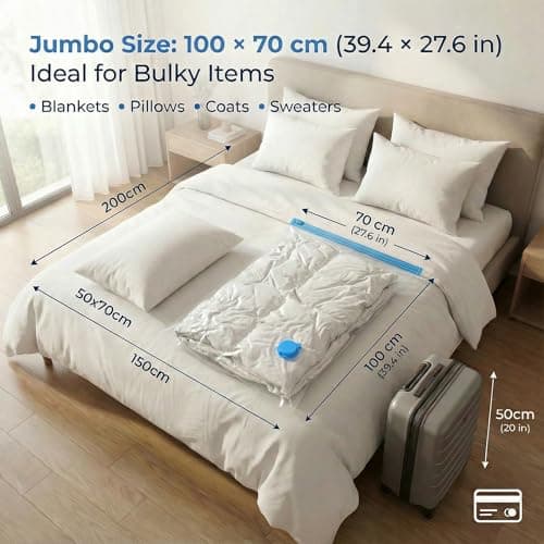 Barpre 6-Pack Jumbo Vacuum Storage Bags | Space Saving Vacuum Pack Bags for Clothes & Bedding | 80% More Storage | 100cm x 70cm (39” x 28”) — view 2