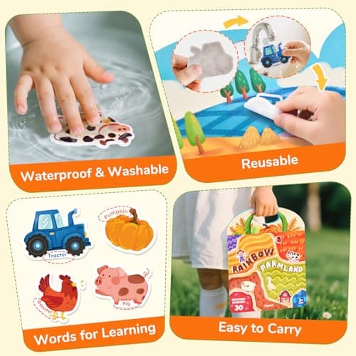 JoyCat 3 Pack Reusable Sticker Books: Farm, Pizza-Making, Weather — view 3