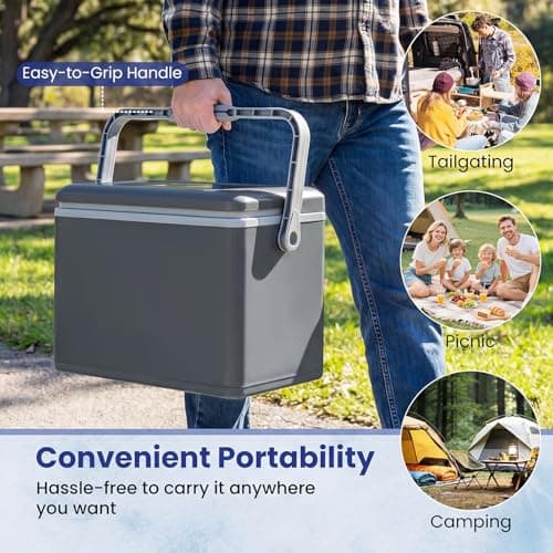 COSTWAY 12L/16L/21L/41L Insulated Cool Box (Dark Gray, 48 x 29 x 31 cm) — view 4