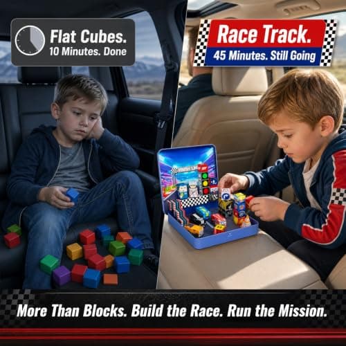 Magnetic Blocks Boys Travel: 48PCS Racing Travel Set with Iron Box — view 2