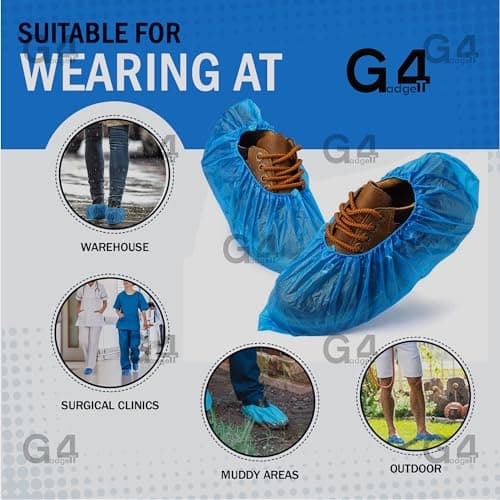 G4GADGET Disposable Shoe Cover (100 Pieces) - Blue Overshoes for Indoor/Outdoor Use - Ideal for Cleaning, Hygiene, and Protections — view 4