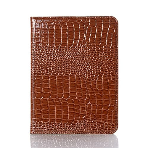 DMaos for iPad Mini 7th 6th Case, Crocodile Reflector Leather Stand Folio Case Smart Cover, Classic Fashion Protector for iPadMini 7/6 8.3 inch 2024/2021 - Brown