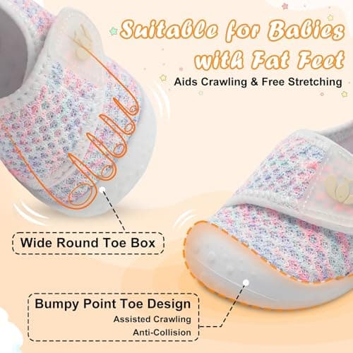 JIASUQI Baby Shoes Breathable Baby First Walking Shoes Wide Infant Sneakers Lightweight Barefoot Toddler Shoes(Colorful 128,12-18Months) — view 4