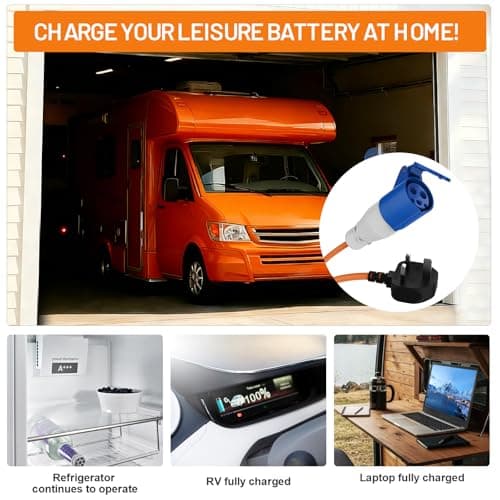 16amp to 13amp Adapter, 250V 3 Pin Plug UK Camping Electric Hook up Cable, Caravan Hook Up Cable, Motorhome Essentials, Heavy Duty Converter for Camping, Campervan, Motorhome & Boats — view 2