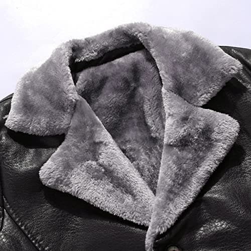 Mens Winter Coat Notched Collar Trench Coats Classic Motorbike Jackets — view 4