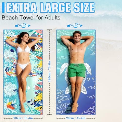 2 Pcs Microfibre Beach Towels for Adults,Microfibre Lightweight Beach Towel — view 6