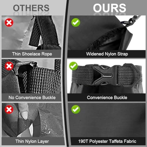 vsshe Waterproof Dry Bags 6PCS, Lightweight DryBags, Compression Sack Canoe Bag with1.5L, 2.5L, 3L 3.5L, 5L, 8L Sacks Bag for Kayaking Rafting Boating Hiking Camping Travel Backpacking Black — view 5