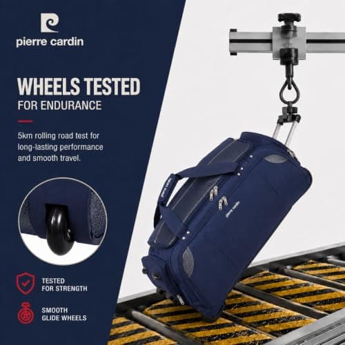 Lightweight Large 30" Navy Holdall with Wheels - 95L Pierre Cardin Duffle — view 4
