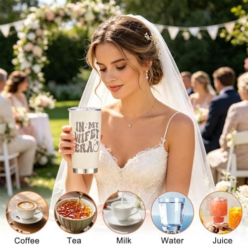 Velorin Bride to be Tumbler, Bridal Shower Gifts Insulated Travel Mug, Bridal Gifts for the Bride Insulated Water Bottle for Travel, Stainless Steel Coffee Mug with Straw Lid, Straw — view 5