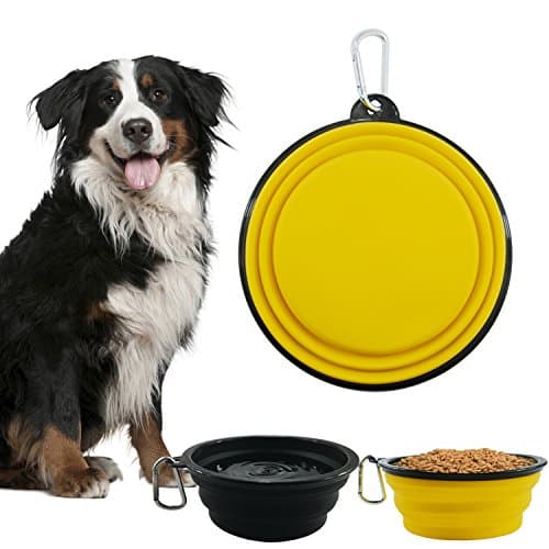 HINMAY Large Silicone Collapsible Dog Bowls Foldable Pet Dog Cat Food Water Bowl, Pack of 2 (Yellow+Black) — view 6