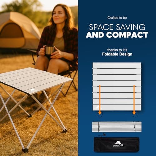 Voyager Camping Table – Foldable Outdoor Table with Adjustable Height, Extra Storage, Quick Setup, Lightweight & Durable – Compact Table for Camping, Picnic & Travel – medium 43x40x40cm — view 4