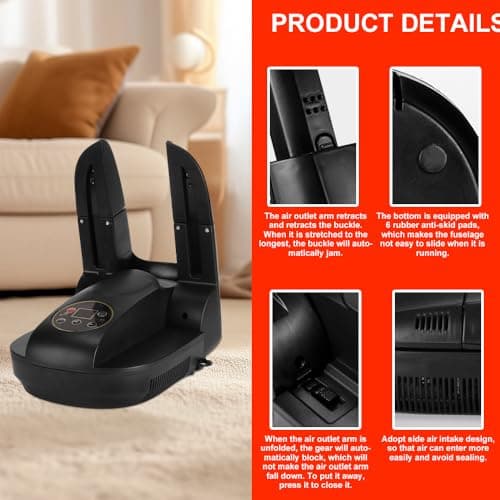 YANGUN Shoe Dryer, boot dryer, Glove Dryer & Boot Warmer with Heat Blower, Portable Adjustable Rack & Timer, Folding Design & Quick Drying for Shoes, Gloves, Hats, Socks, Ski Boots, Smart Panel — view 3