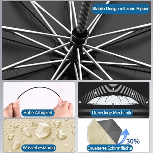 DSDCDJ Strongest Windproof Travel Umbrella, Beige — view 4