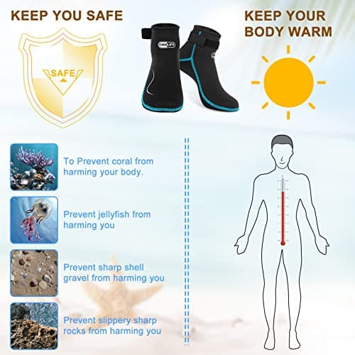 Gimilife Swimming Socks for Men Women, 3MM Neoprene Socks Wetsuit Diving Socks Thermal Water Socks Swim Socks for Beach Activities Scuba Swim Diving Snorkel Surfing — view 2