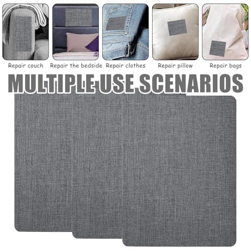 3 PCS Self-Adhesive Linen Fabric Patches,Large Repair Patches for Sofas, Chairs, Shoe and Clothes, Heavy-Duty Dark Grey Carpet Repair Kit,Easy to Cut & Reusable (20.3x27.9CM) — view 6
