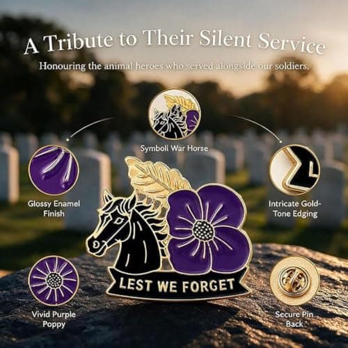 Limited Edition War Horse Purple Poppy 111th Remembrance Brooch (#A) — view 3