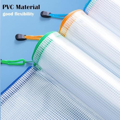 10 Pack A6 Mesh Zipper Wallets, TRANBO Small Zip-Lock Pouches for School Home & Office File Folder, Travel Document Storage, Luggage Items Organizer - 19 × 11.5 cm — view 3