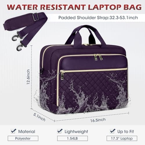 NEWHEY Laptop Bag for Women 17.3 inch Large Briefcase Teacher Work Bag — view 3