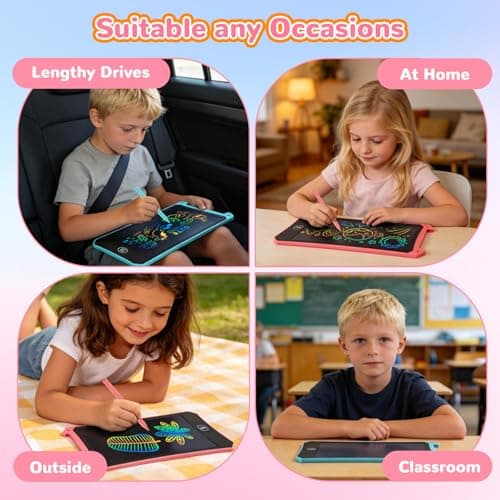 [2 Pack] cimetech 8.5 Inch LCD Writing Tablet travel toys for Kids, Colorful Screen Drawing Pad and Doodle Board, Holiday Travel Essentials Birthday Gift for 3 4 5 6 7 8 Year Old Boys Girls(Pink&Blue) — view 6