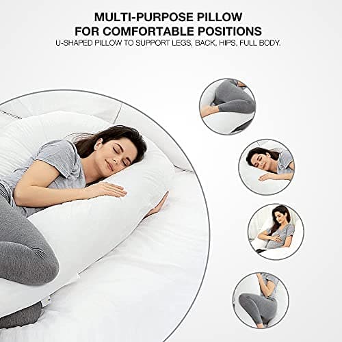 100% Pure Cotton Case 9ft Long Luxurious U-Shaped Pregnant Body Pillows Filled With Hollowfiber – Comfortable Sleeping Maternity Pillows For Back And Belly Support (Pink) — view 3