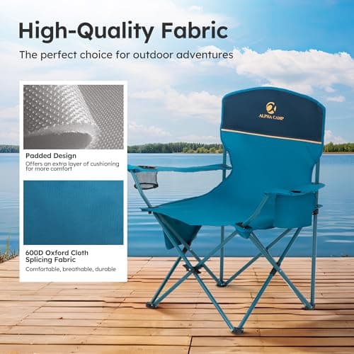 LET'S CAMP Set of 2 Camping Chair for Adults Supports 120kg Blue — view 6
