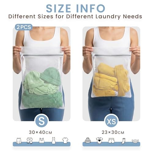 Gifray 2 Pack Mesh Laundry Bags for Washing Machine, 2 Small (40x30cm) Wash Bags for Delicates, Pants, Underwear, T-Shirt, Kid Clothes, Socks, Bras — view 2