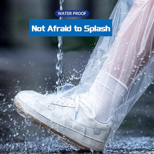 Disposable Shoe Covers 20 PCS,Thickened Waterproof Shoes and Boots Cover Plastic Long Rain Shoe Cover Clear Anti-Slip Overshoe for Women Men Water Boots Cover Rainy Day Use Cover (10 Pairs) — view 2