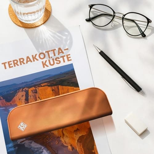 ZENO Silicone Pencil Case – Aesthetic Pencil Pouch for Women & Teens – Cute Pen Case, Orange Make Up Bag, Travel Organiser, Small Stationery Pouch, School Pencil Case – Terracotta Shore — view 2