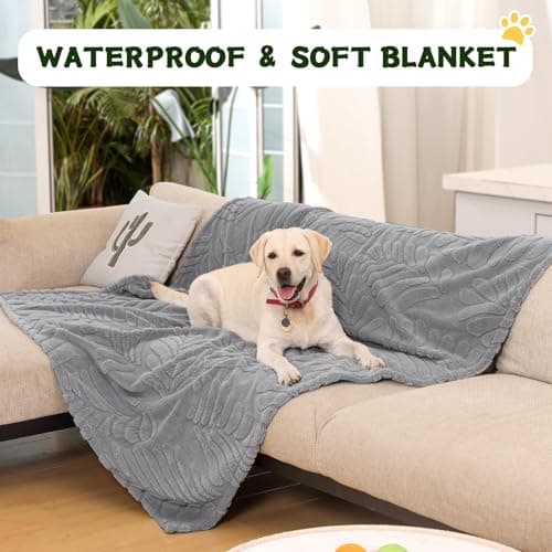Baodan Waterproof Dog Blanket, 73x100cm Washable Fleece Pet Blanket for Dogs, Fluffy Puppy Blanket Warm and Soft Pet Throw for Bed Couch and Sofa, Grey — view 4