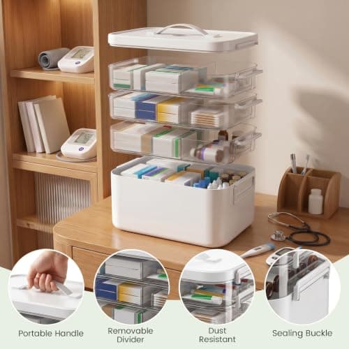 Stidyzo Medicine Storage Box, 4-layer Stackable Storage Box — view 2