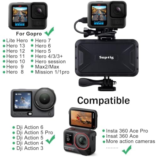 Suptig Portable Charger, 7800mAh Waterproof Power Bank, Compatible for Gopro Hero 10 Hero 9 Hero 8 Hero 7 Hero 6 Hero 5 Hero 4 Hero Session Hero + DJI osmo Digital Camera and Smartphone — view 2