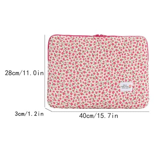jingyuKJ Puffy Laptop Sleeve Case Floral Laptop Bag Portable Quilted Carrying Case Computer Cover Compatible with 11/13/15" Notebook — view 6