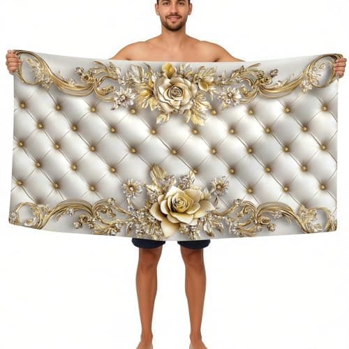 Beach Towel Leather Diamond Rose Quick Dry Microfibre Printed Beach Towels Gold Super Absorbent Beach Towel for Swim 160 x 80 cm Soft Sand Free Lightweight — view 4