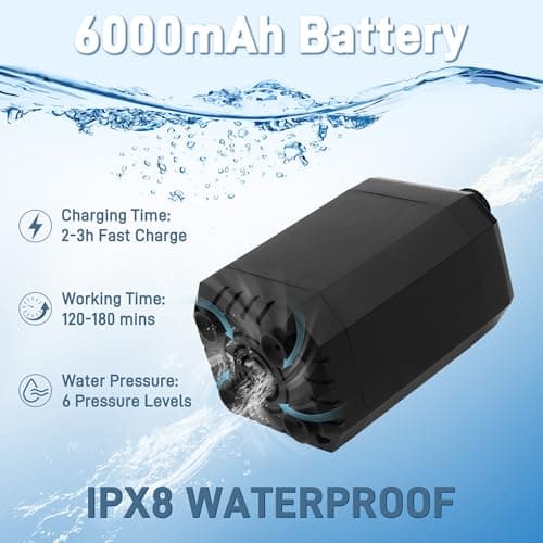 Sumloty Portable Camping Shower, 6000mAh Rechargeable Portable Shower Pump with LED Temperature Display, IPX8 Camp Shower, 6 Water Pressure Levels for Camping, Hiking, Pet Bath & Car Wash — view 2
