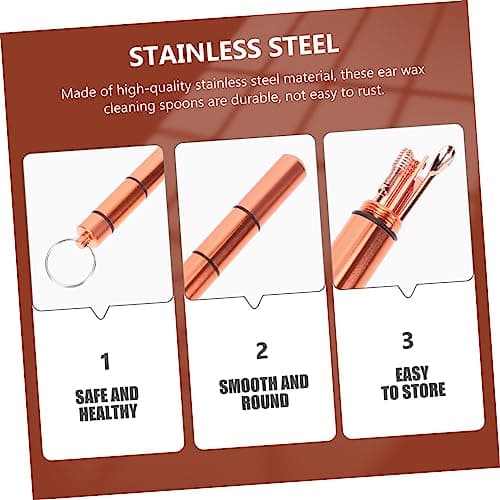 SHERCHPRY Stainless Steel Ear Wax Cleaning Tools 6pcs Set with Portable Aluminum Alloy Case for Earwax Removal and Hygiene Care, Rose Gold, Suitable for Adults and Travel Use — view 6