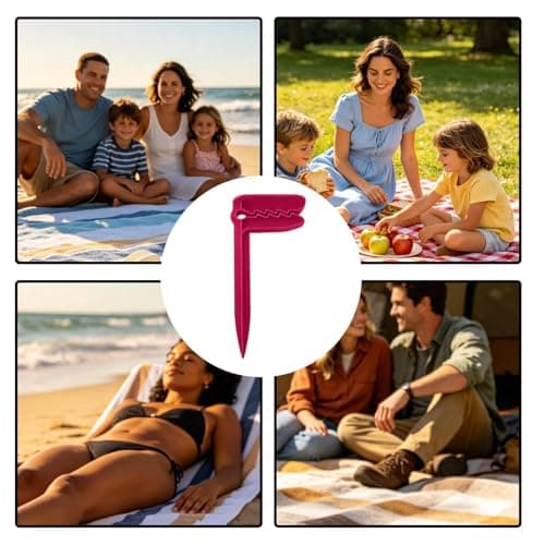 Ground Pin For Picnic Rugs - Anti-Fade Clamp Easy Installation - Beach Rug Clamp For | for Travelers, Family and Adventurers, Outdoor Concert, Spring Break and Sunbathing — view 4