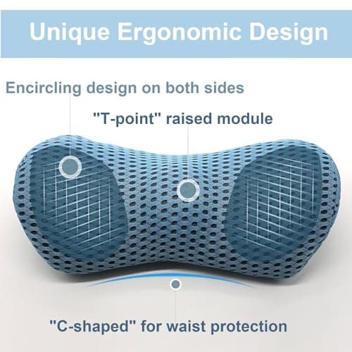 Edumov Lumbar Support Pillow for Lower Back Pain Relief, Thick Memory Foam Back Support Cushion for Sleeping Bed Office Chair, Car Seat, Comfortable Back Wedge Pillow for Traveling, Resting (Blue) — view 5