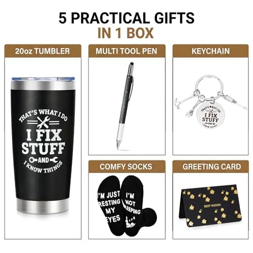 Rilcn Birthday Gifts for Men, Funny Tumbler Multi Tool Pen Gift Set for Dad — view 3
