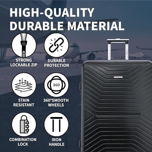 FLYMAX 56x45x25 British Airways EasyJet Cabin Bag Carry on Suitcase Hand Luiggage Exact FIT Hard Shell Cabin Suitcase Only 3kg + 3 Digit Lock + Telescopic Handle Lightweight 4 Wheel Suitcase 57 Litre — view 2