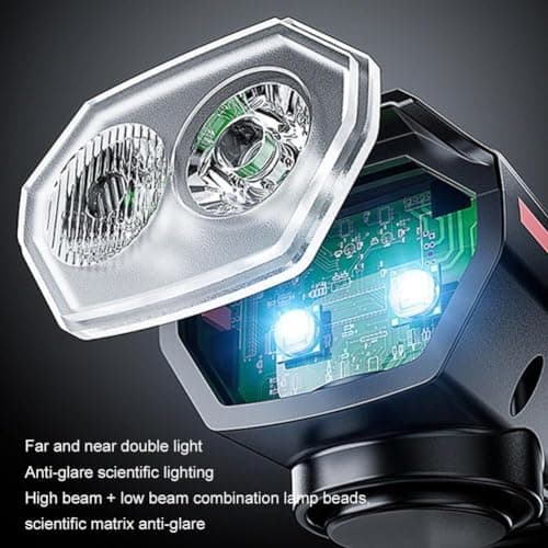 anso Solar Powered LED Bicycle Headlight TYPE-C USB Rechargeable Bike Head Light Front Lamps with Horn (Black) — view 6