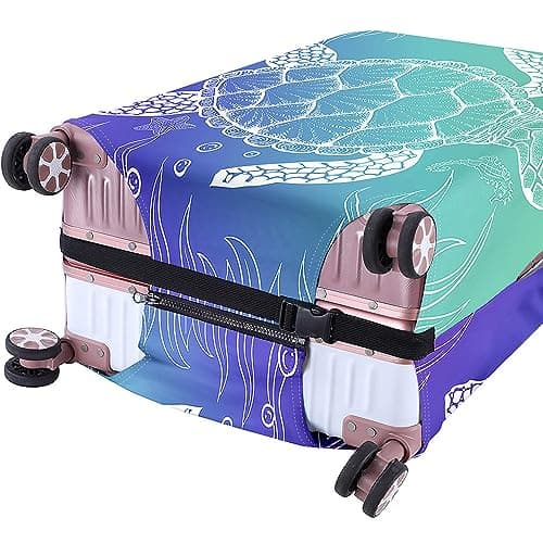 Chickwin Elastic Suitcase Cover, Turtle Print Travel Suitcase Covers 18-32 Inch Protectors Washable Anti-Scratch Trolley Case Luggage Protective (Cyan Turquoise,XL) — view 2