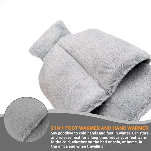 Crystals Hot Water Bottle, Foot Warmer with Cover, Soft Breathable Fabric, Winter Warmth for Men & Women, 2L Plush Heated Slippers, Feet Warmer for Cold Feet (Hot Water Bottle Slippers) — view 6