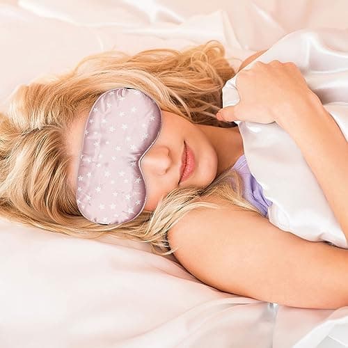 Silk Sleep Mask, Silk Eye Mask with Adjustable Strap for Sleeping Christmas Soft Eye Cover Star Eyeshade Blindfold for Night, Travel, Nap, Meditation Y7XXYZ (Pink) — view 3