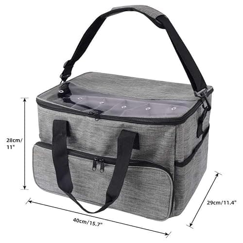 igadgitz home U7254 Knitting Bag, Yarn Storage Bag, Crochet Bag, Wool Storage Bag, Knitting Storage Organiser with Shoulder Strap 124cm (48.8") - Grey — view 3