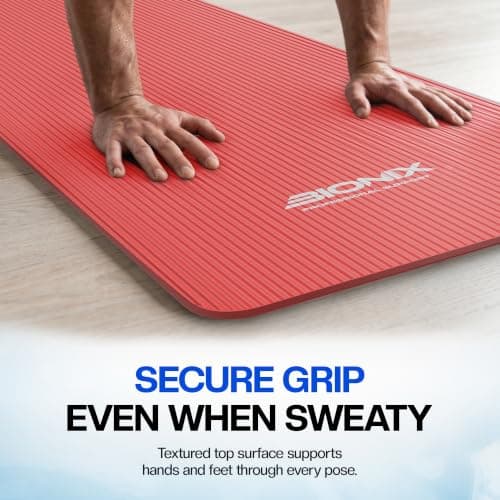 Bionix Exercise Yoga Mat with Carry Handle Strap - Extra Thick NBR Yoga Mats for Women and Men - 180cm x 60cm Durable, Non Slip Mat - Gym Mats for Home, Camping, Pilates and Workout — view 3