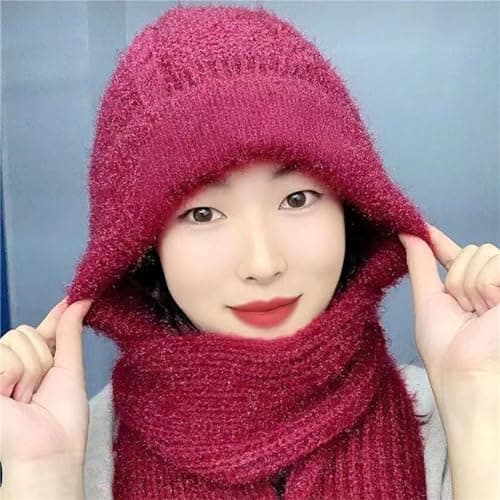 Banana Neckerchief Ear Hat Scarf Warm Ear Protection Hooded Scarf Women's Winter Knitted Hat Sustainable Travel, red, One size — view 6