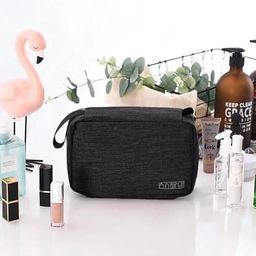 Yuexitech Mens Toiletry Travel Bag, Hanging Wash Bag Womens, Foldable Toiletry Bag Hanging Travel Organizer for Men and Women Travel Size Accessories Black — view 3